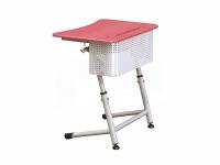 Парта одноместная "Премьера перфо красная" с регулировкой высоты, с перфорированным экраном и полочкой